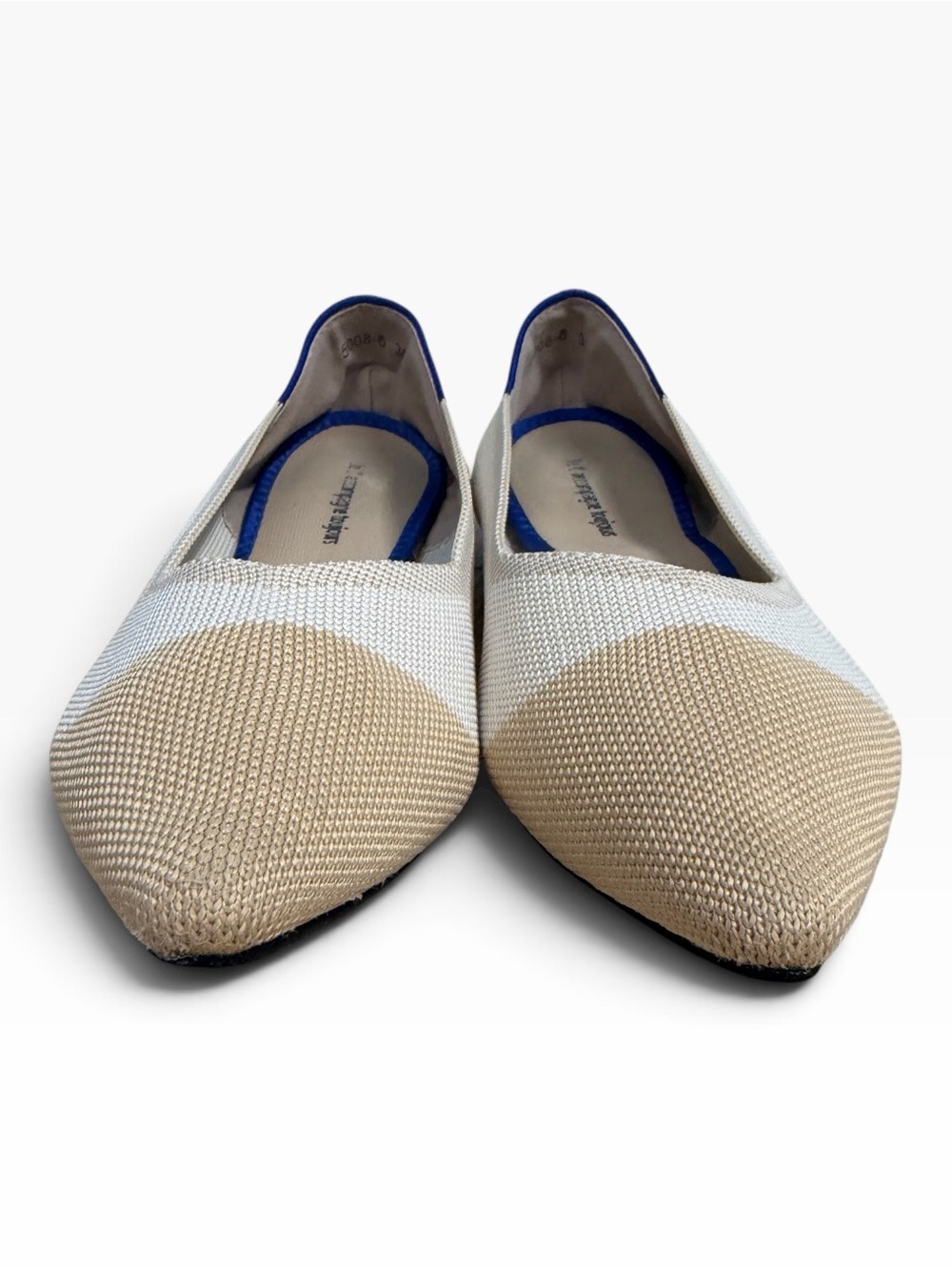 Je T’Accompagne Toujours Pointed Toe Knit Cap Toe Ballet Flats EU Size 39 Beige - Picture 3 of 10